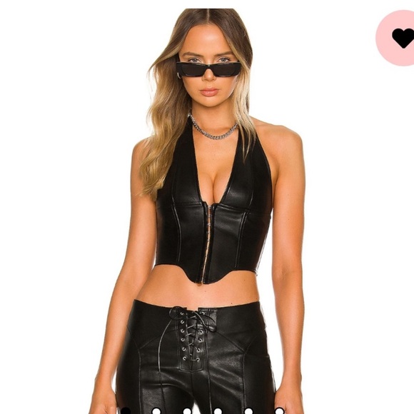 Miaou Mara Corset Black Faux Leather Crop - Picture 5 of 5